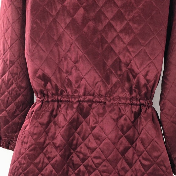 Womens Silk Quilted Jacket Vtg Burgundy Satin Lightweight Anorak EL - LA Sz L - Picture 11 of 16